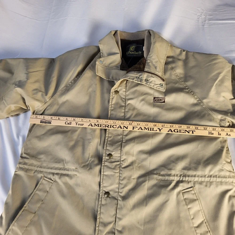 NWT Vtg KENT Seed Jacket Mens L Tan/Brown Faux Fur Lining Made In USA